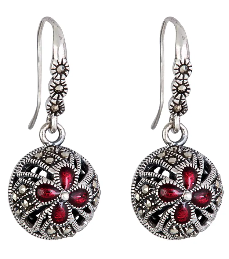 Vintage Red Gemstone Earrings
