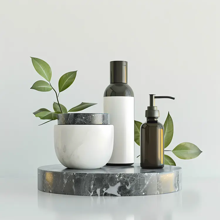 Skincare Bottles with Plants