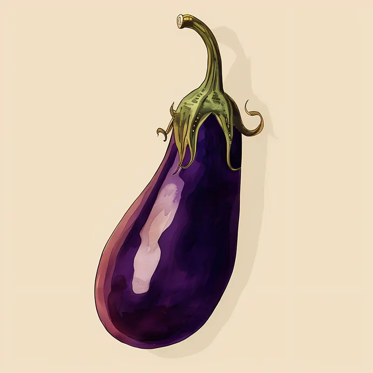 Purple Eggplant with Green Stem