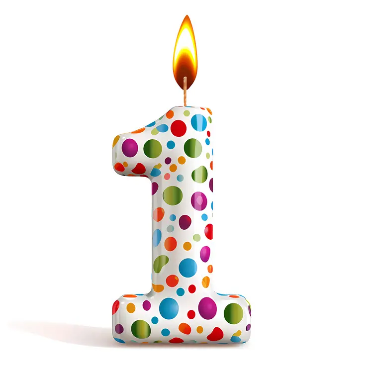 Colorful Number 1 Birthday Candle