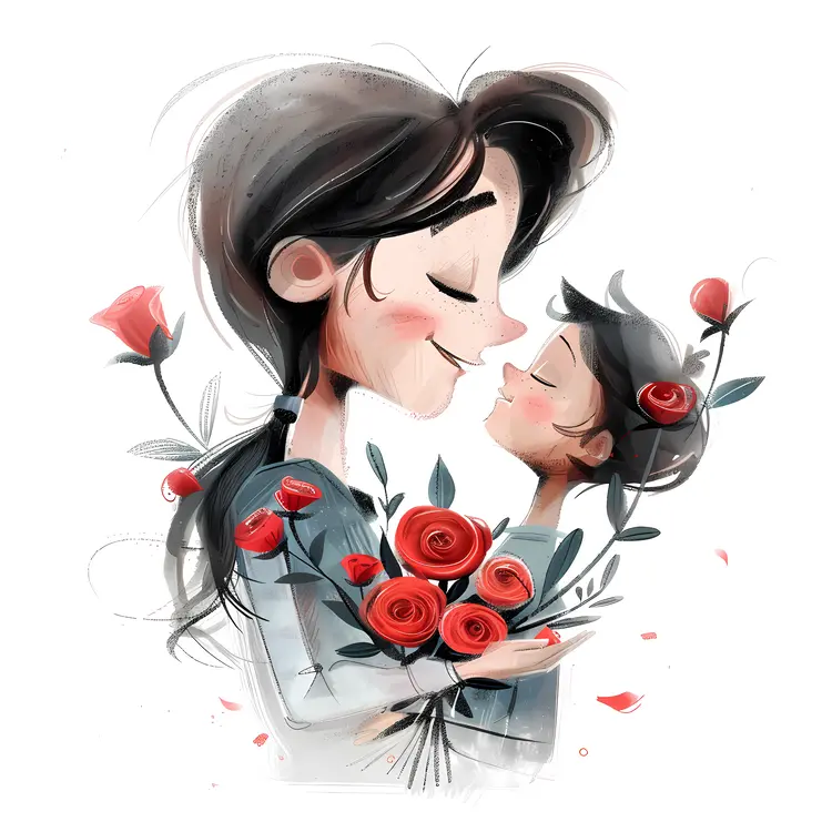 Mother and Child with Flowers