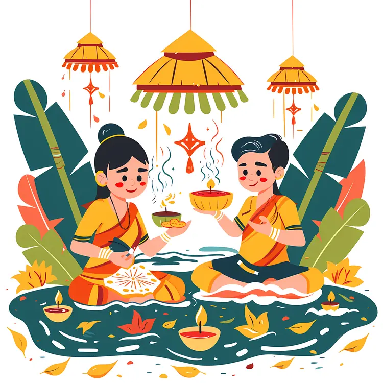 Traditional Songkran Ritual by Couple