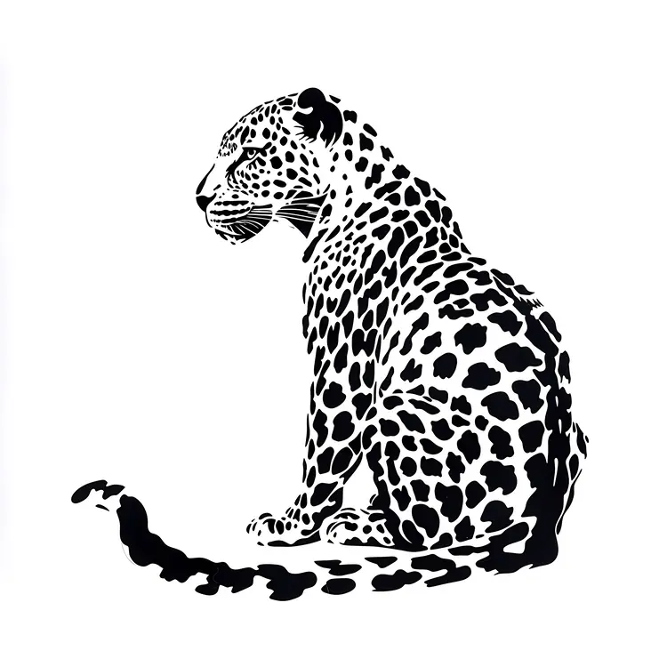 Black and White Leopard Illustration