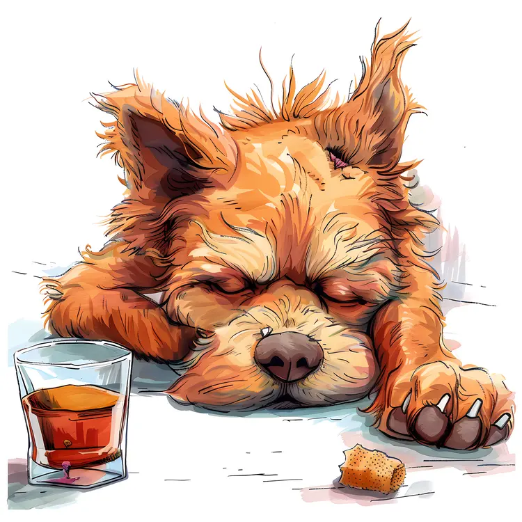 Sleeping Dog with Drink