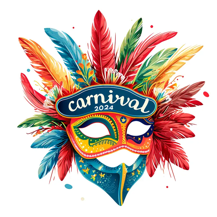 Colorful Feathered Mask for Carnival 2024