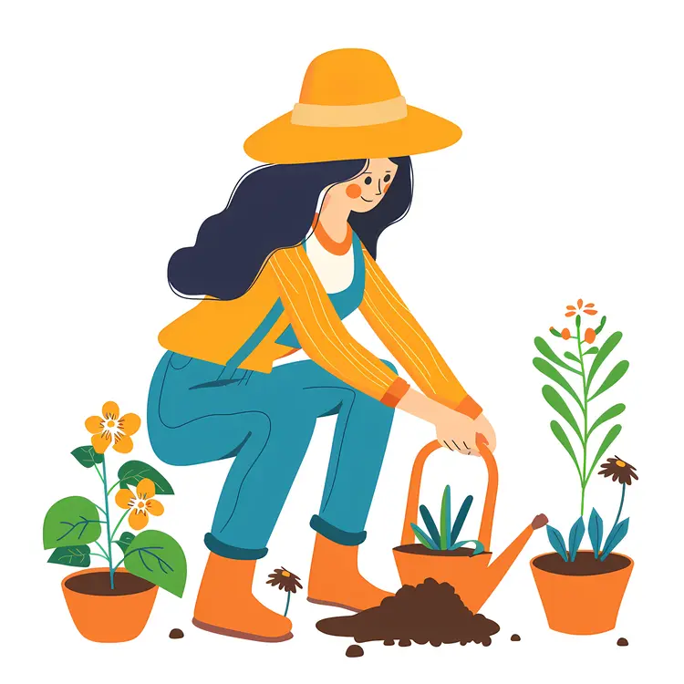 Gardener Planting in the Garden