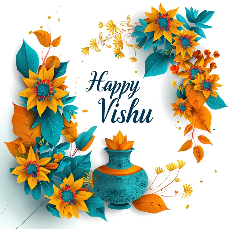 Happy Vishu with Floral Vase