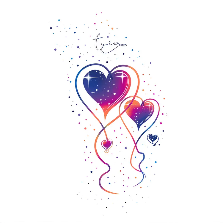 Colorful Heart Balloons with Stars