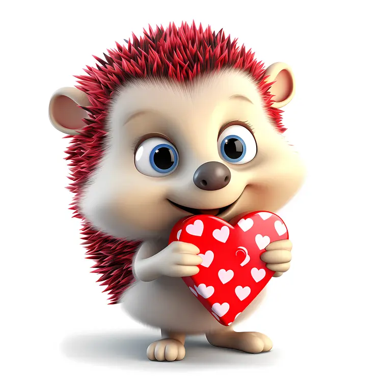 Cute Hedgehog with Heart Pattern