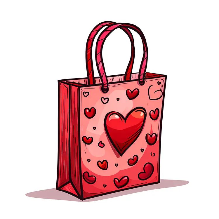 Red Heart Gift Bag for Valentine's Day