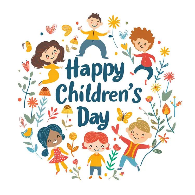 Happy Children's Day Celebration with Flowers