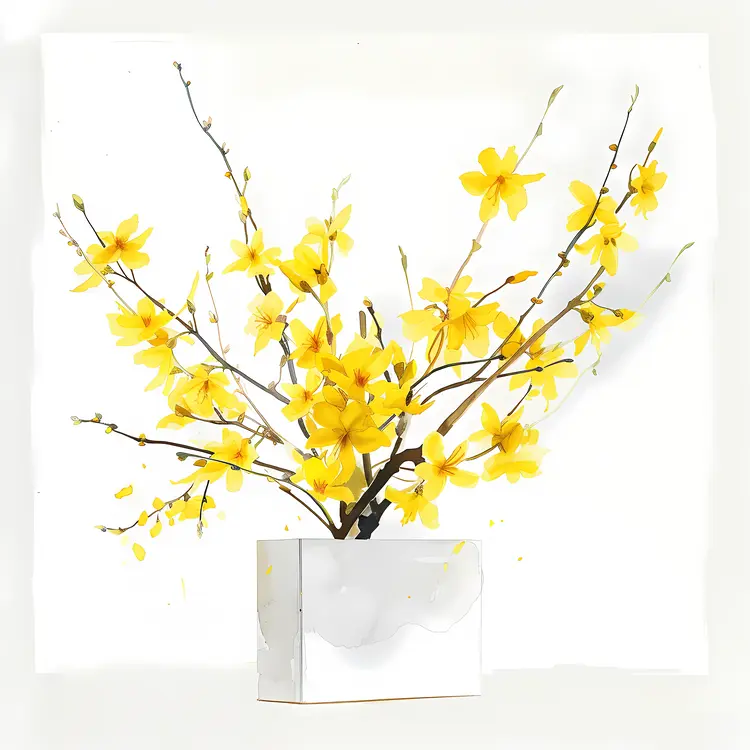 Yellow Flowers in a White Vase