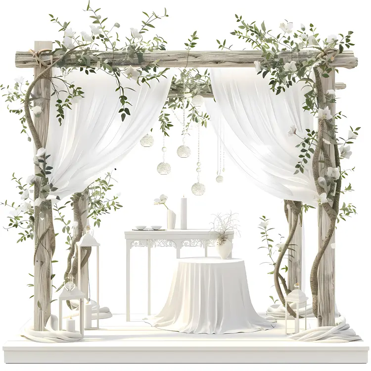 Beautiful Wedding Arch with Flowers and Drapes