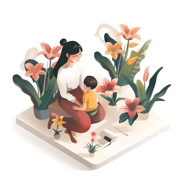 Mother and Child in Garden
