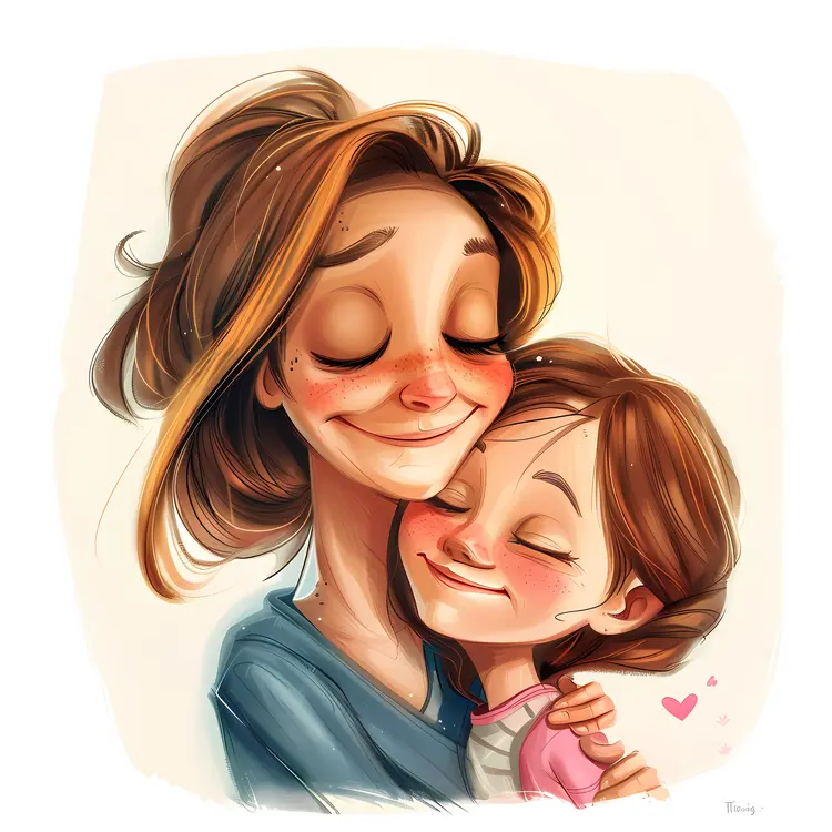 Mother Hugging Daughter