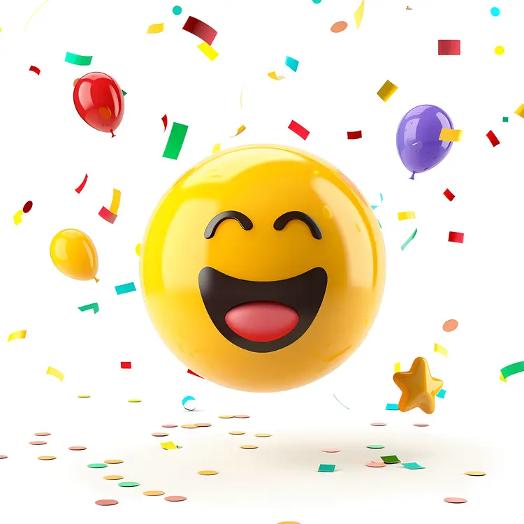 Yellow Smiley Balloon with Confetti