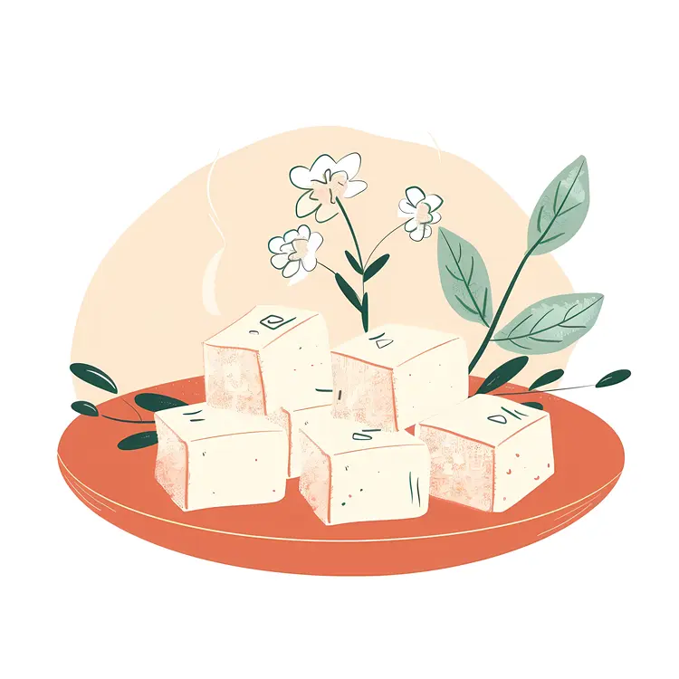 Tofu Cubes on a Plate