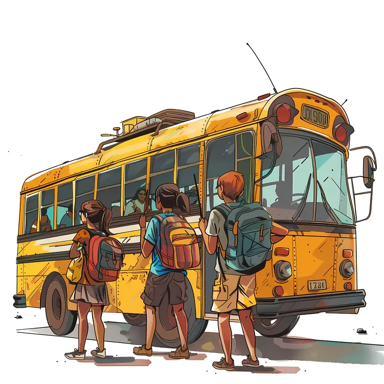 Students Boarding a School Bus