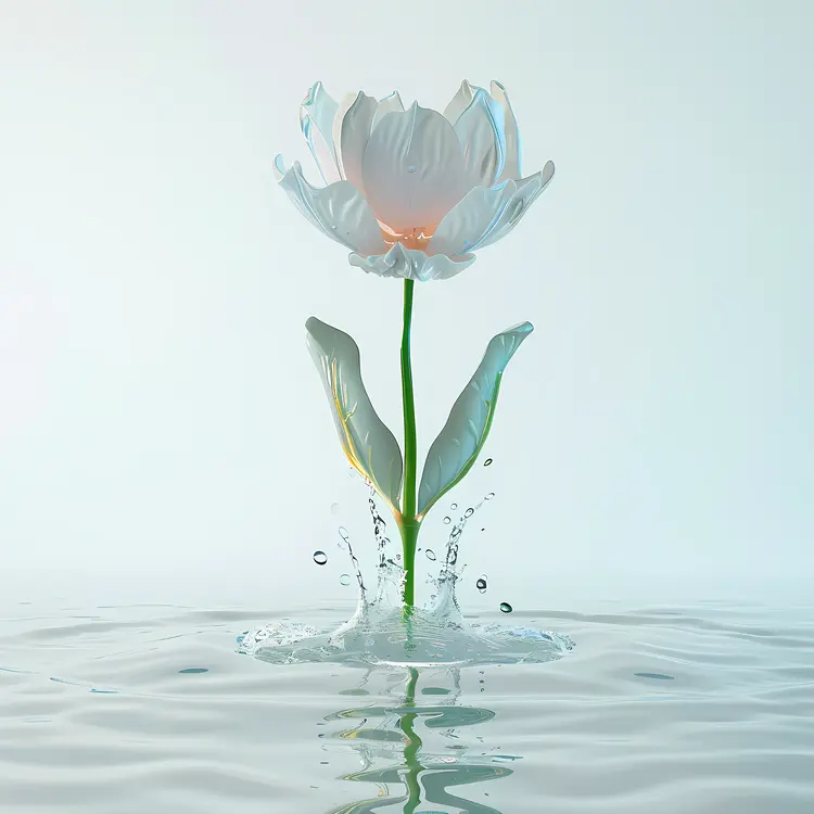 Tulip Flower with Water Droplets