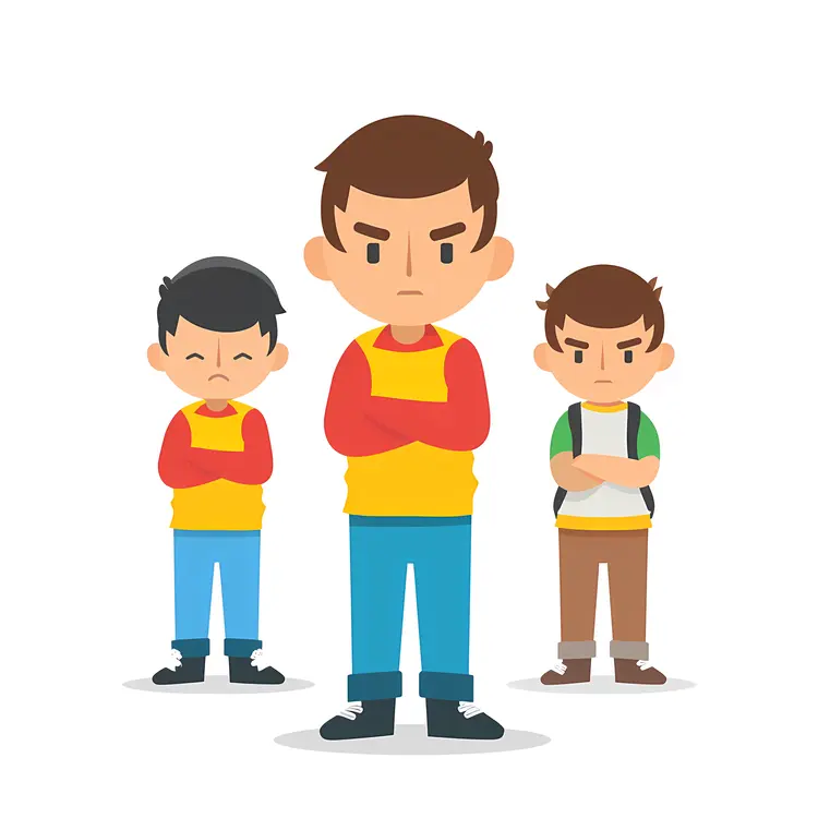 Three Angry Boys Standing Together