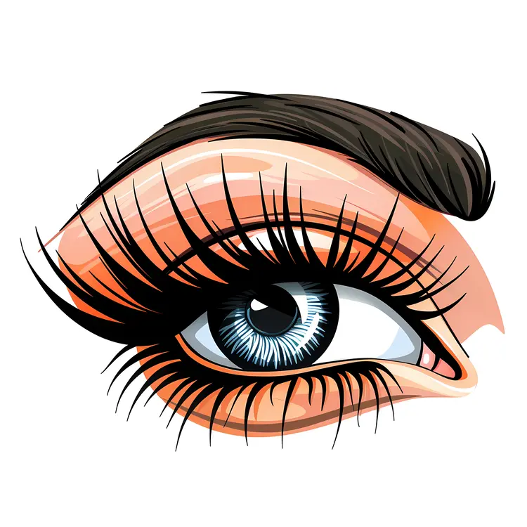 Detailed Eye Illustration with Long Eyelashes