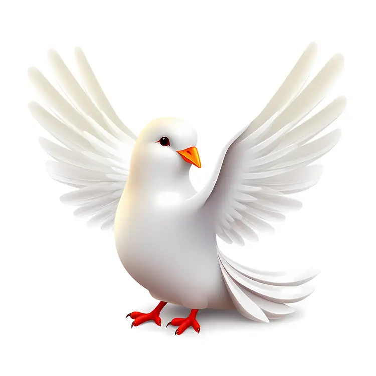 White Dove with Orange Beak and Red Feet