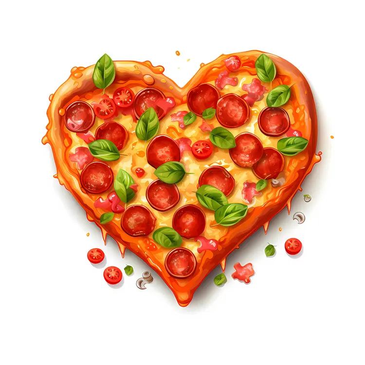 Cheesy Heart-shaped Pizza with Fresh Toppings