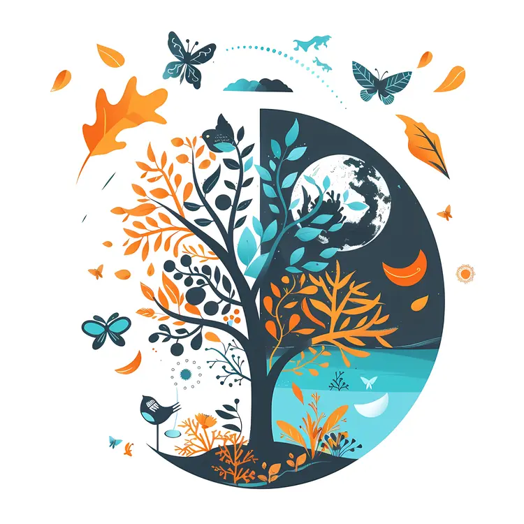 Seasonal Tree with Day and Night