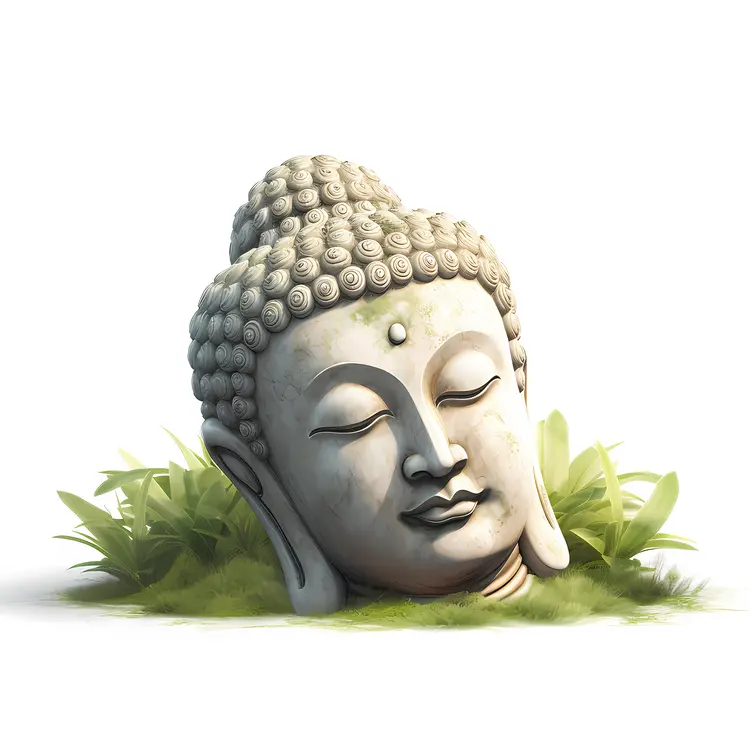 Reclining Buddha Head Statue