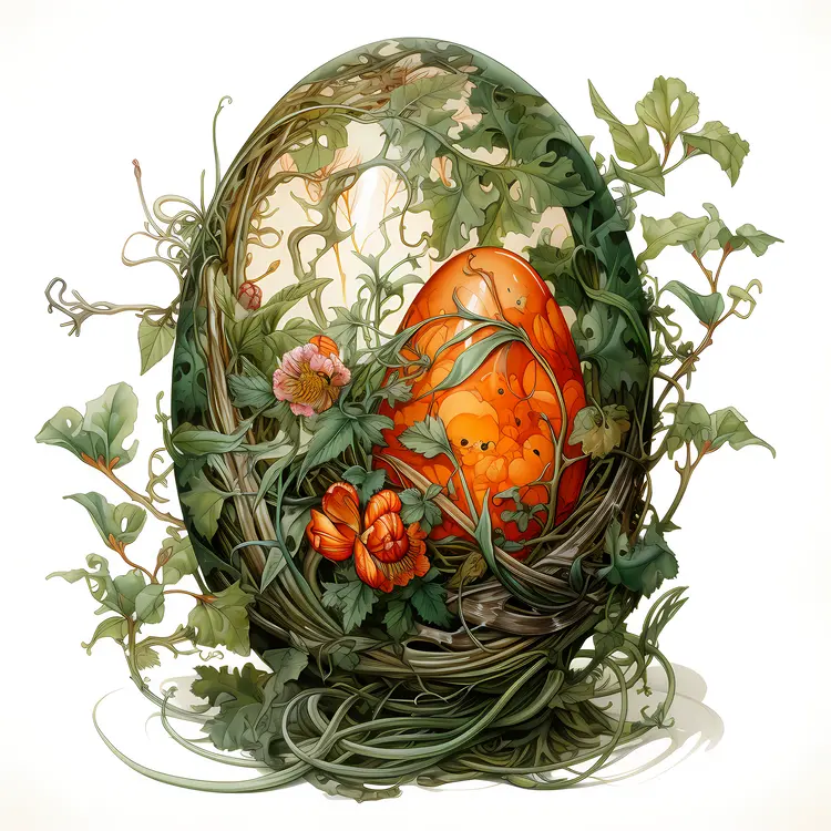 Floral Nature-Inspired Decorative Egg