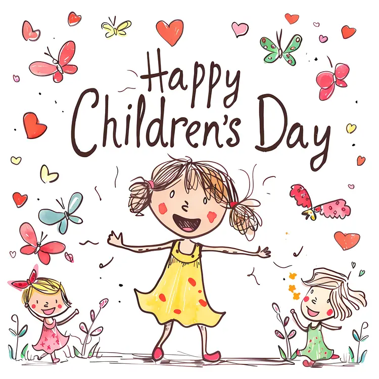 Happy Children's Day with Butterflies