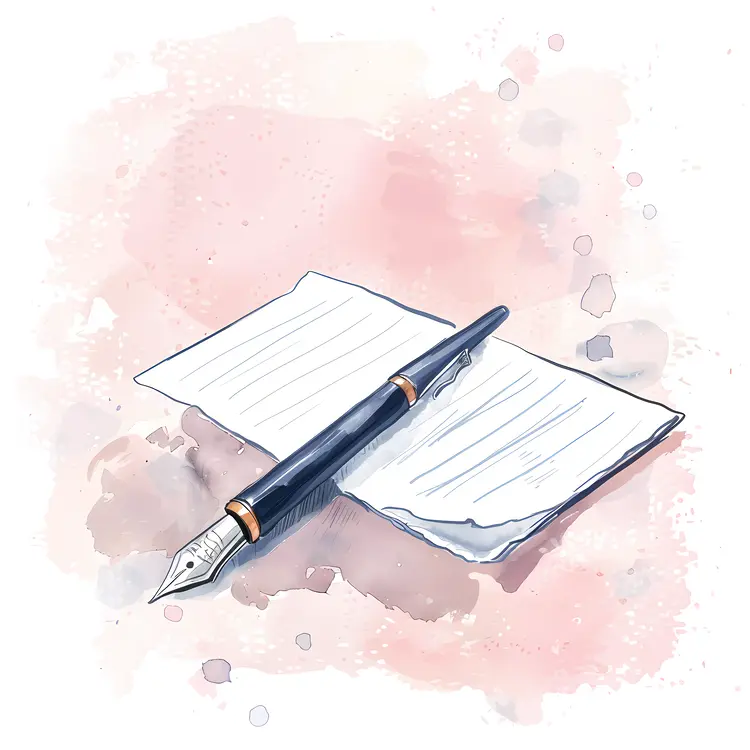 Fountain Pen and Paper Illustration
