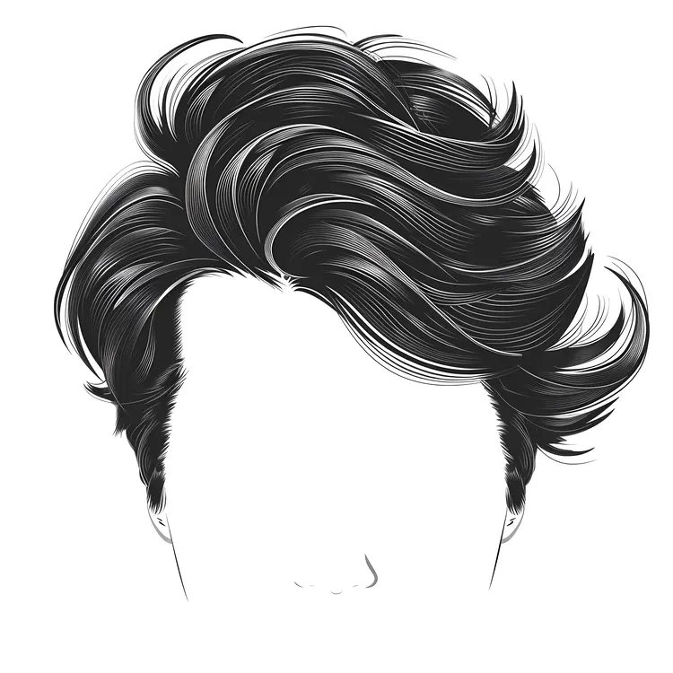 Flowing Black Hair Illustration