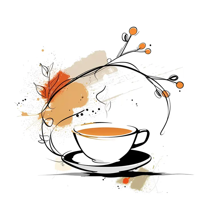 Artistic Cup of Coffee with Branch