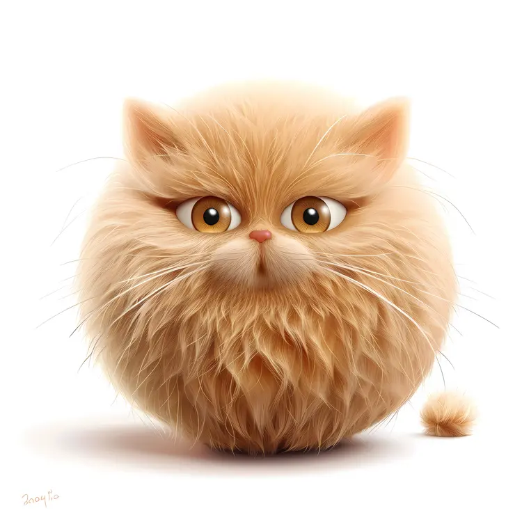Fluffy Round Cat with Big Eyes