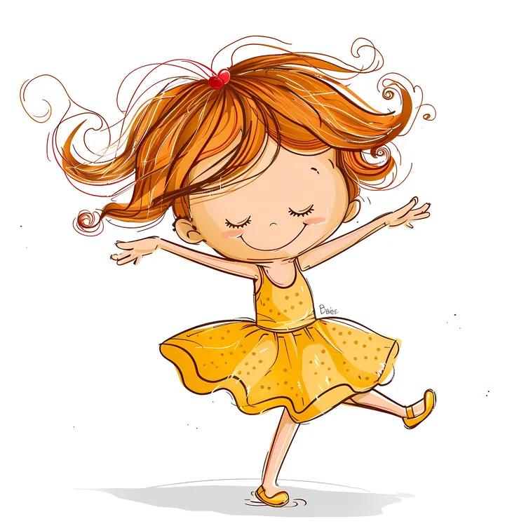 Happy Girl Dancing in Yellow Dress