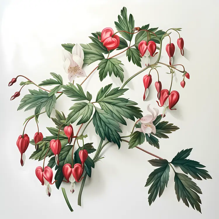 Heart-shaped Flowers with Green Leaves