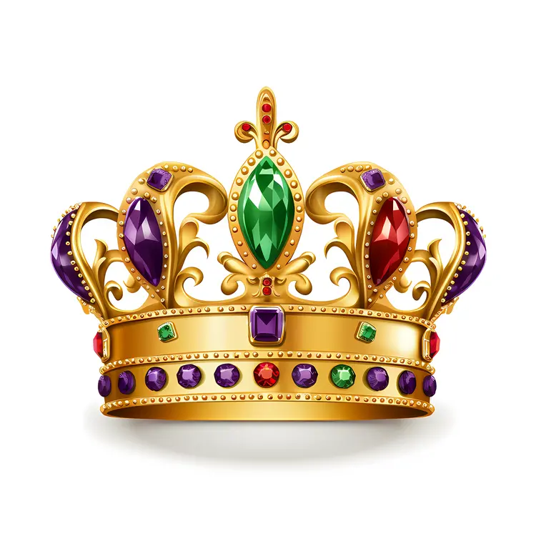 Golden Crown with Multicolored Gems