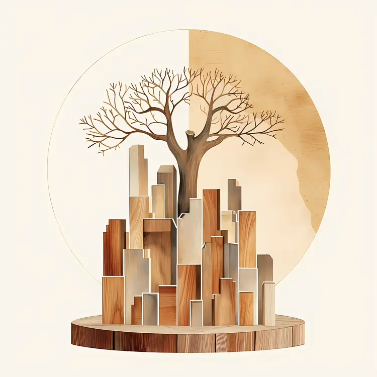 Abstract Tree with Wooden Blocks