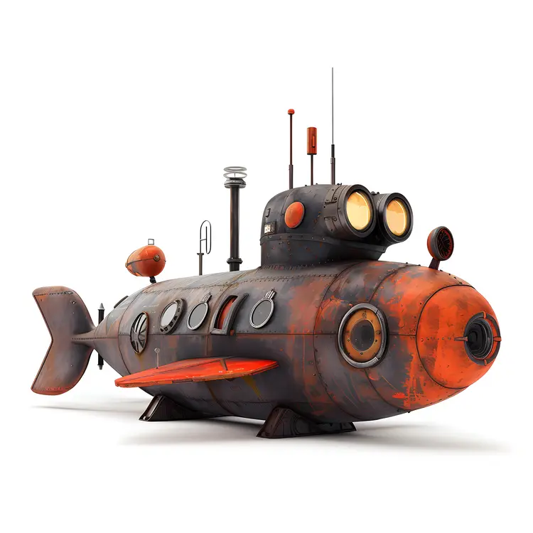 Red Steampunk Submarine