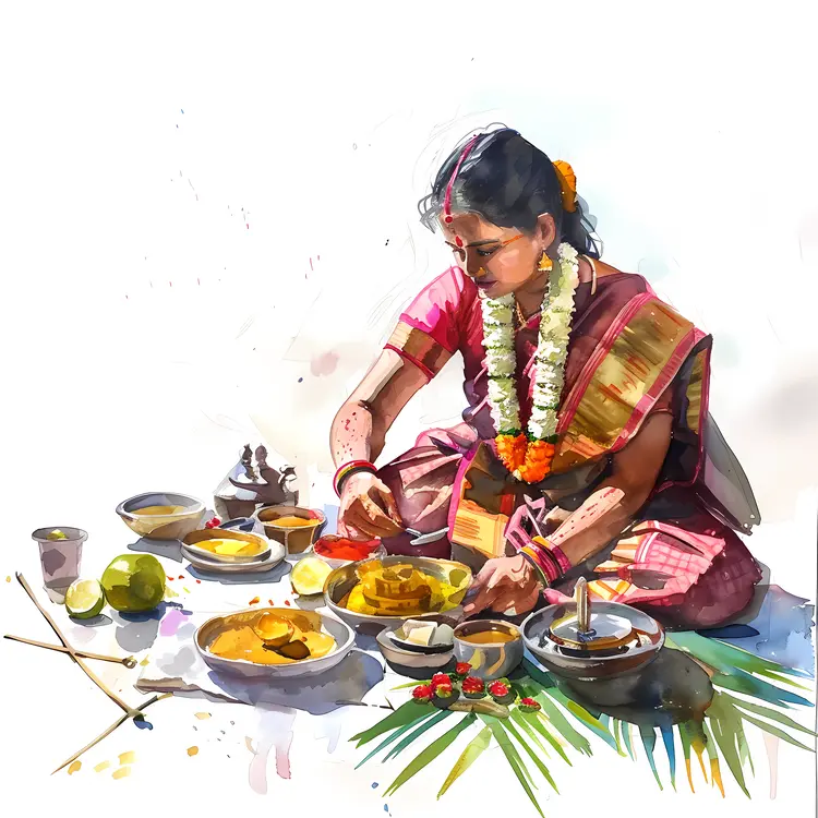 Woman Preparing Traditional Food