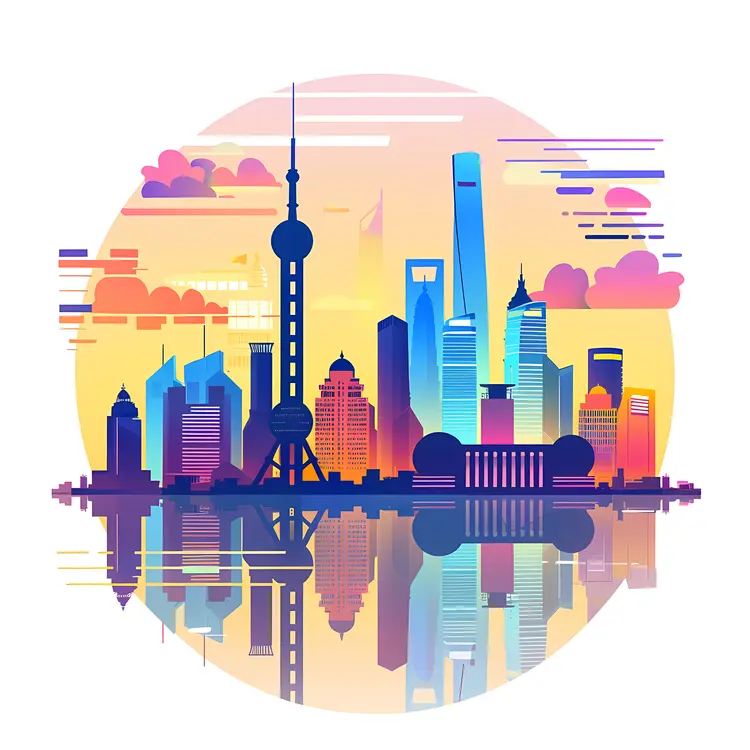 Shanghai Skyline with Reflection