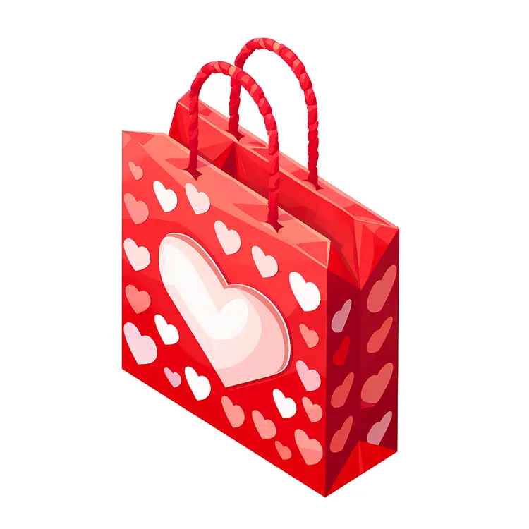 Red and White Heart Gift Bag for Valentine's Day