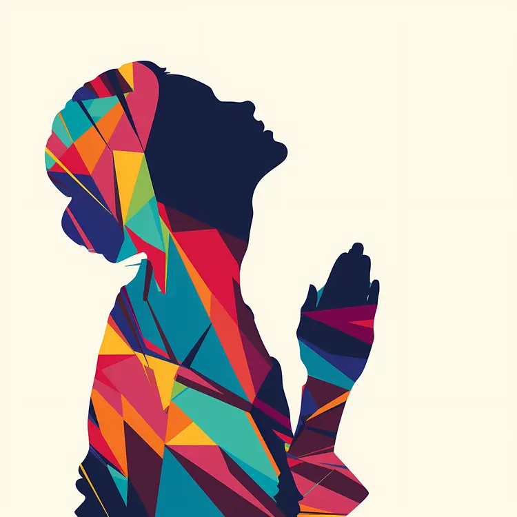 Colorful Praying Silhouette Art