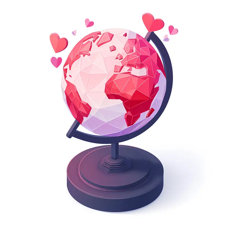 Pink Globe with Hearts for Valentine's Day