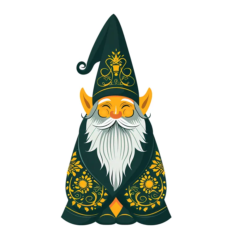 Gnome in Green with Yellow Pattern