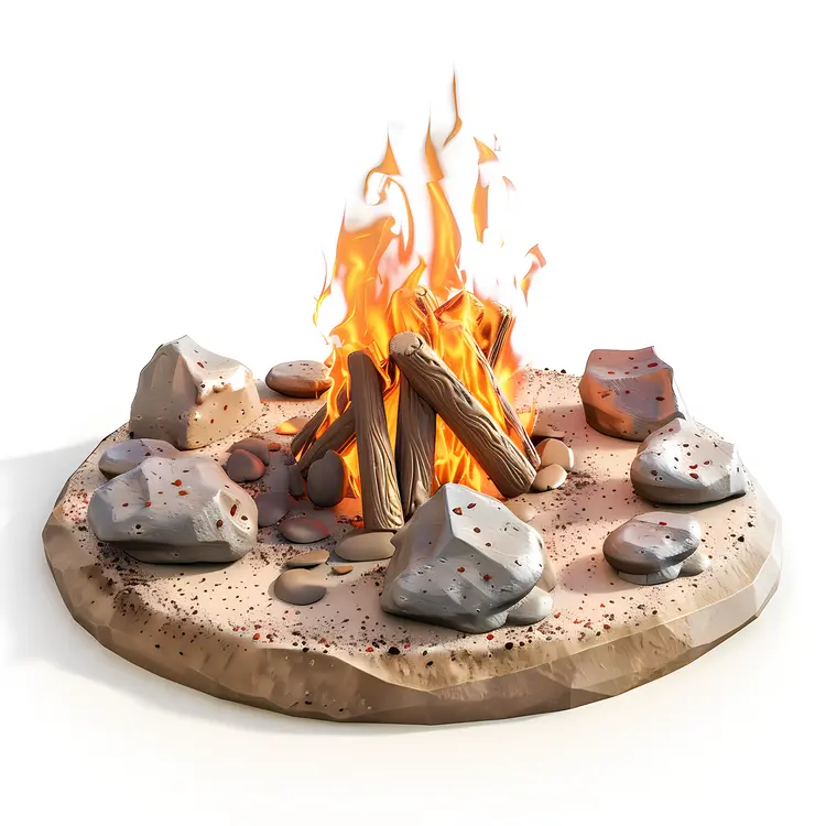 Warm Campfire with Stones