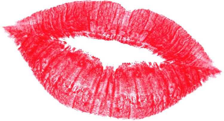 Red Lip Print on Transparent Background