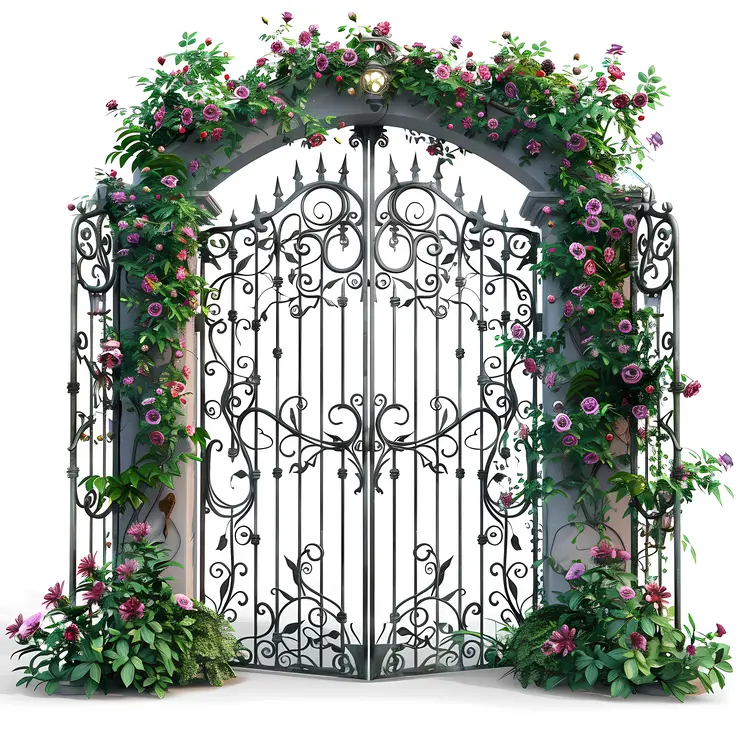 Grand Floral Gate with Abundant Flowers