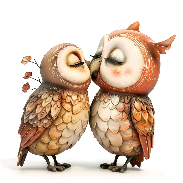 Cute owls kissing
